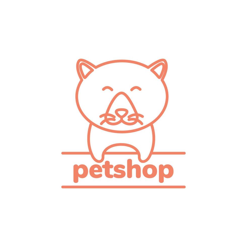 carino portafortuna cartone animato Grasso gatto gattino animale domestico negozio animali domestici linea moderno logo design vettore