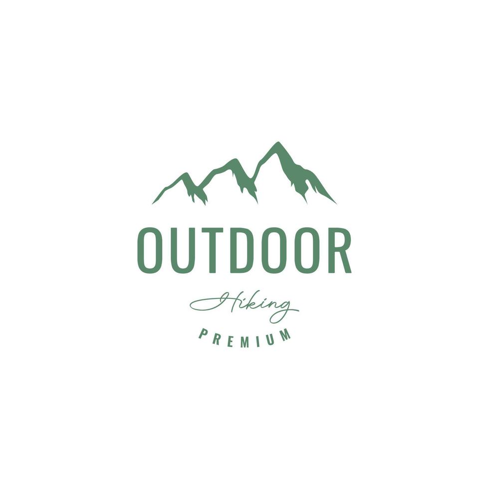 montagna collina picco escursioni a piedi all'aperto natura colorato fricchettone logo design vettore icona illustrazione