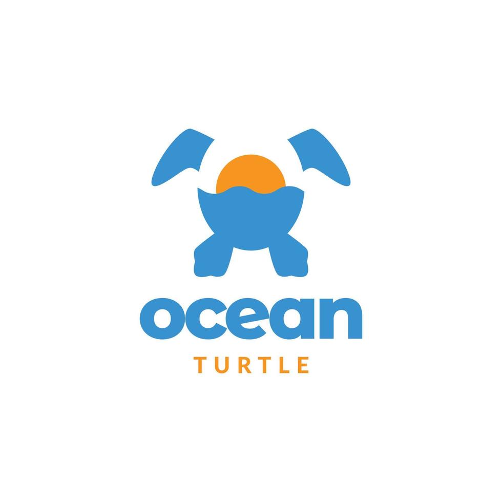 oceano tartaruga tramonto piatto moderno salvare Salva futuro logo design vettore icona illustrazione