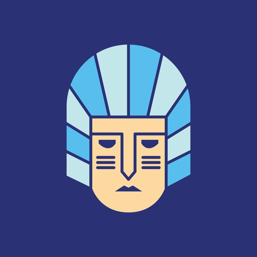 cultura maschera tribù copricapo etnico viso geometrico colorato moderno piatto logo design vettore