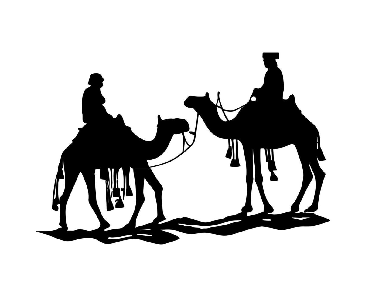 cammello ciclista silhouette nero logo animali sagome icone cammello piloti deserto palma silhouette vettore illustrazione