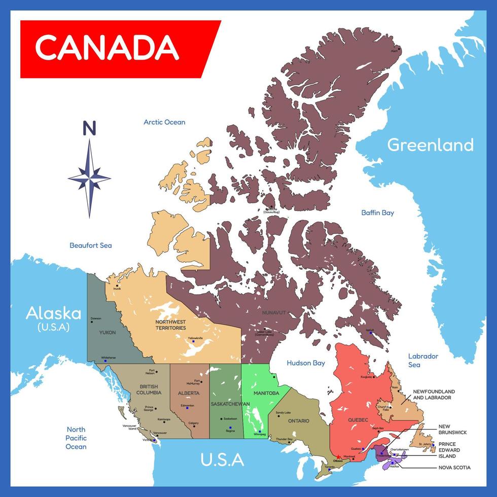 nazione carta geografica di Canada vettore