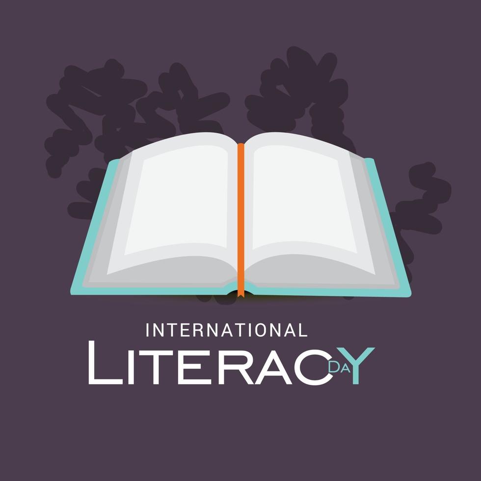 illustrazione vettoriale di uno sfondo per la giornata internazionale dell'alfabetizzazione.