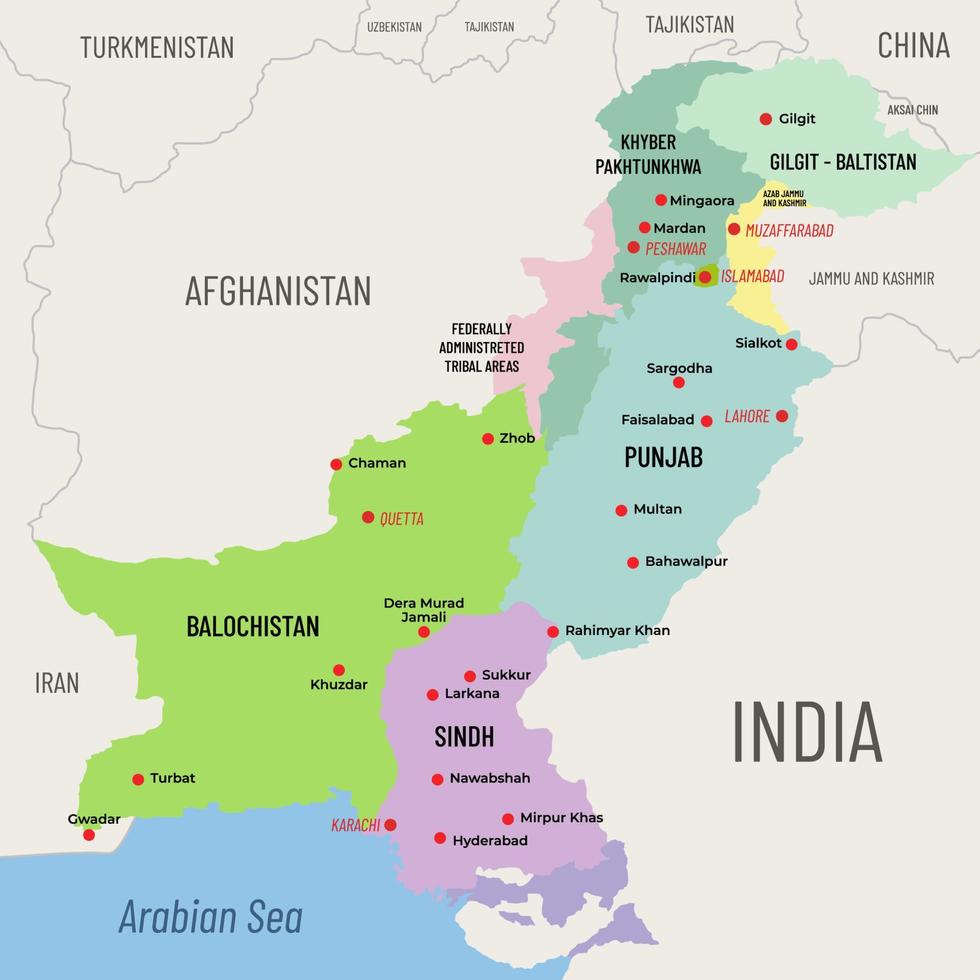 Pakistan nazione carta geografica vettore