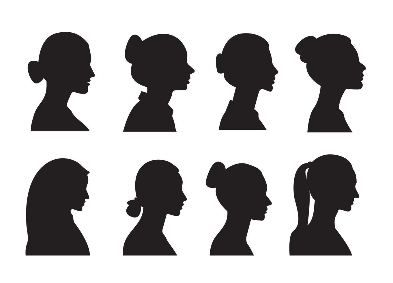 impostato di diversità donne silhouette vettore icona illustrazione