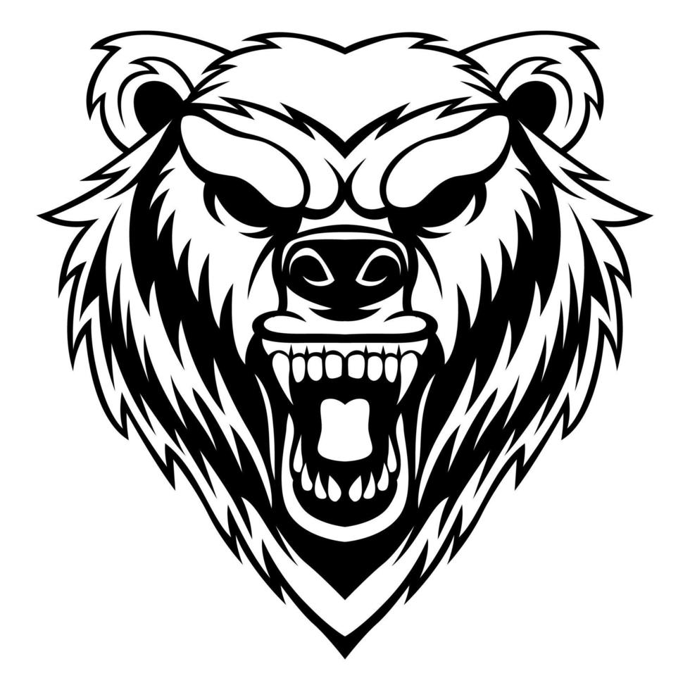 orso vettore. nero e bianca grizzly orso logo design vettore modello