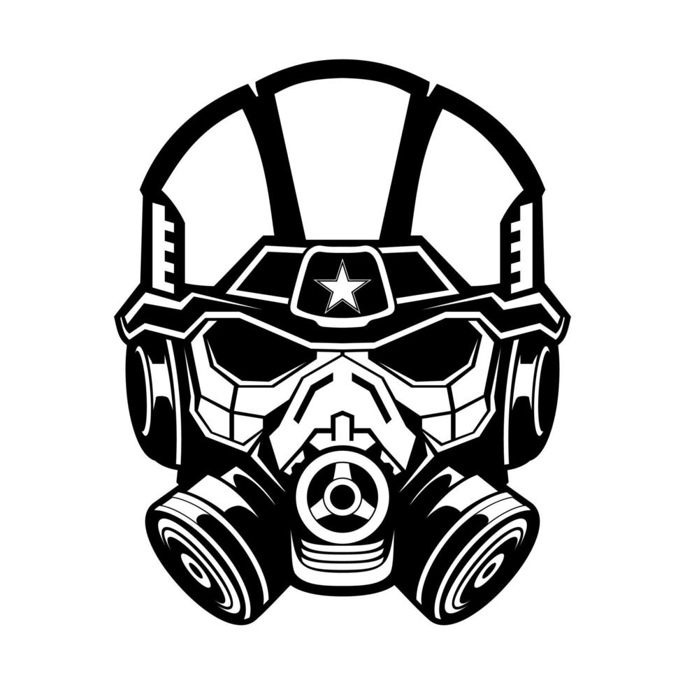 esercito maschera vettore logo blacka e bianca design modello illustrazione