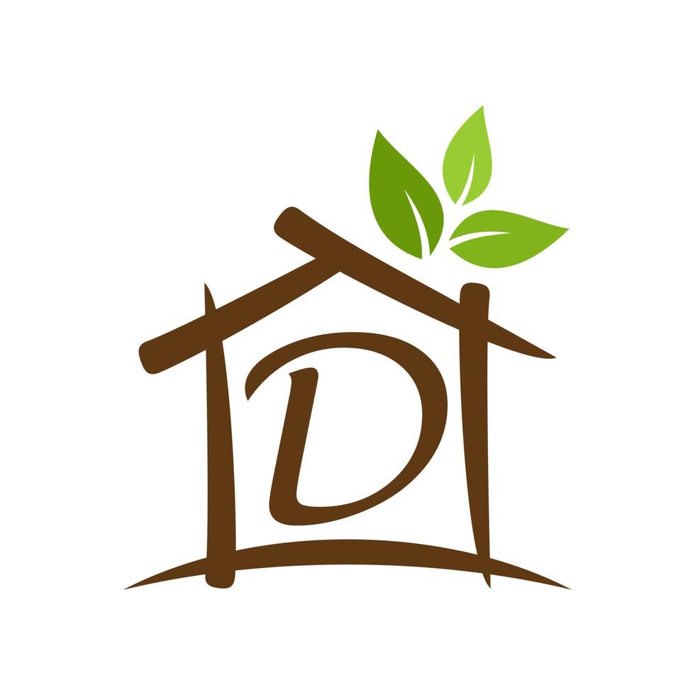 iniziale d casa giardino logo vettore