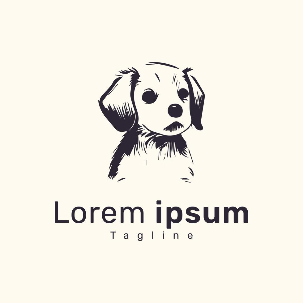 disegnato a mano silhouette di un' cane logo vettore