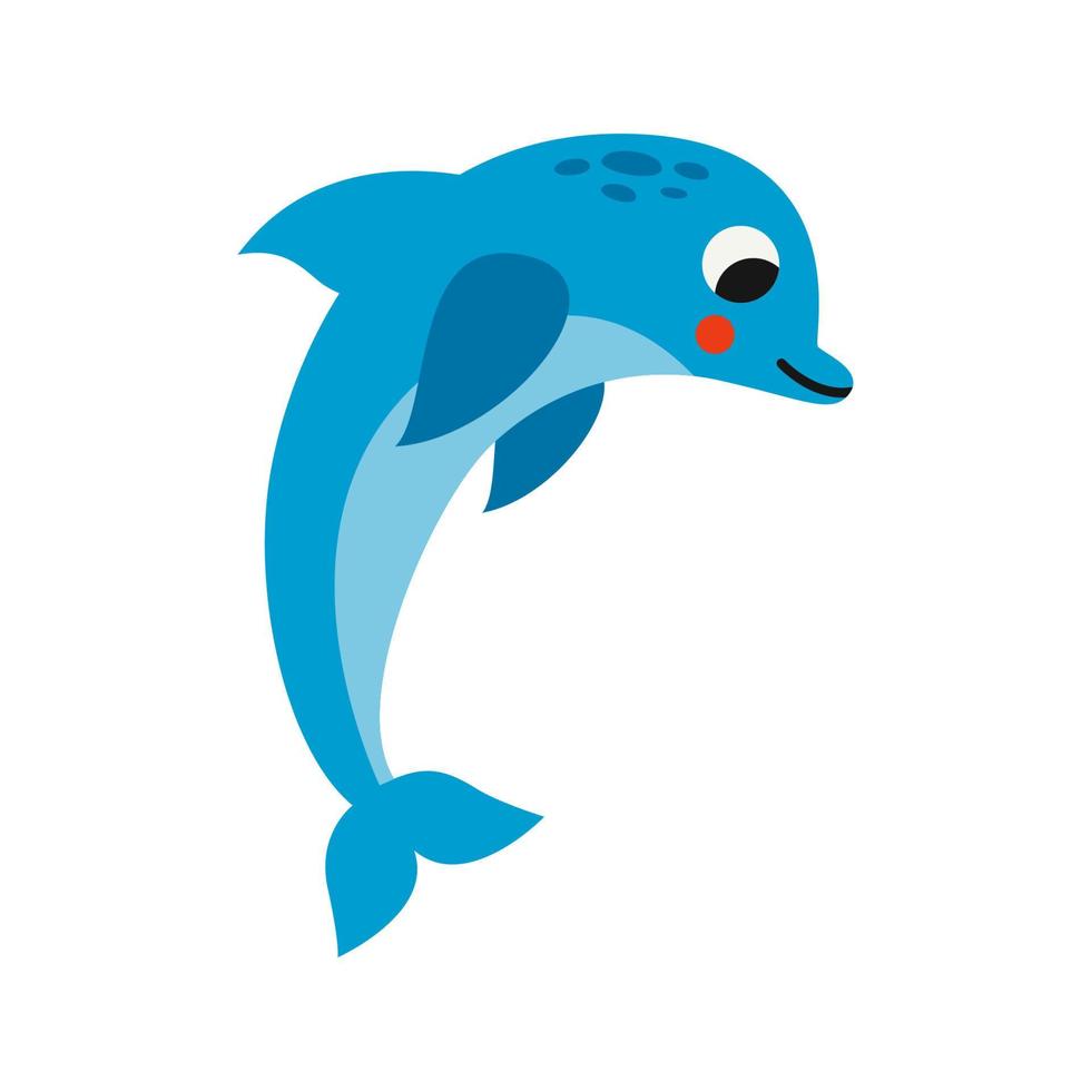 vettore illustrazione di cartone animato blu delfino isolato su bianca sfondo.