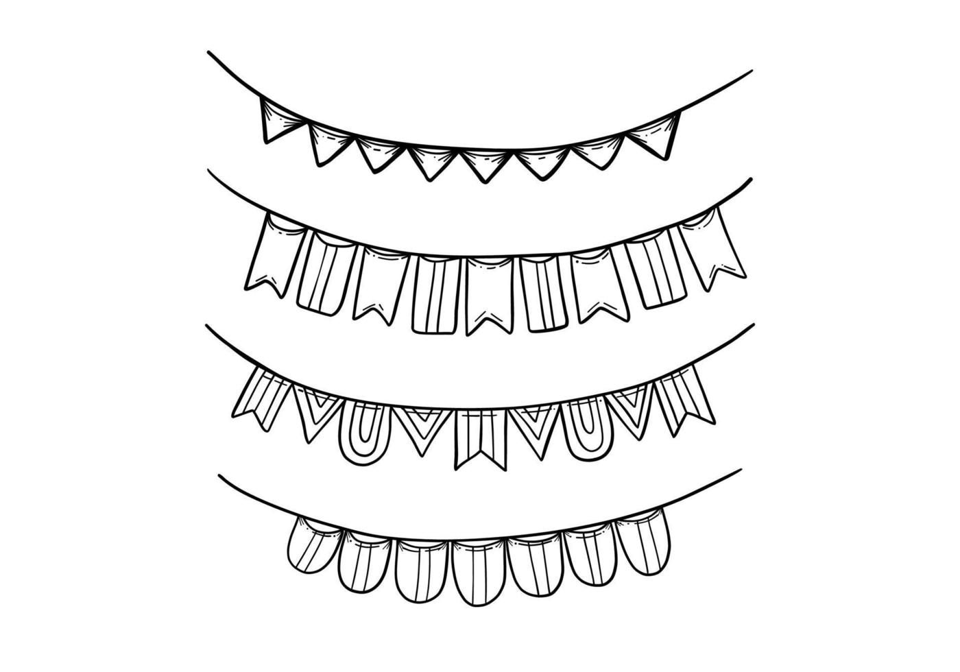 impostato di mano disegno scarabocchio festa bandierina bandiera bandiera sospeso decorazione vettore