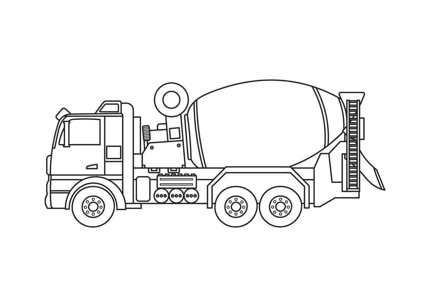 mano disegnato colore bambini costruzione cemento miscelatore camion clipart vettore