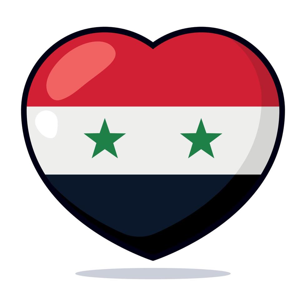 cuore forma Siria bandiera cartone animato stile vettore