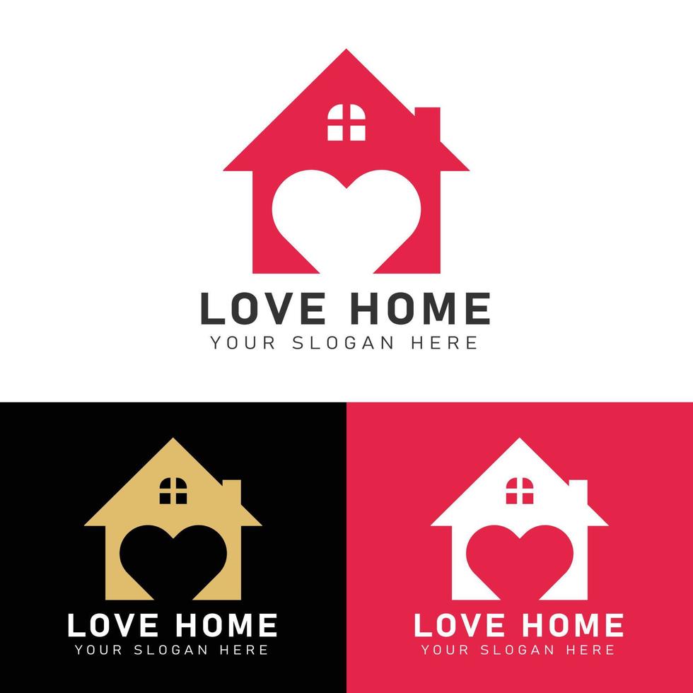 amore casa logo design vettore