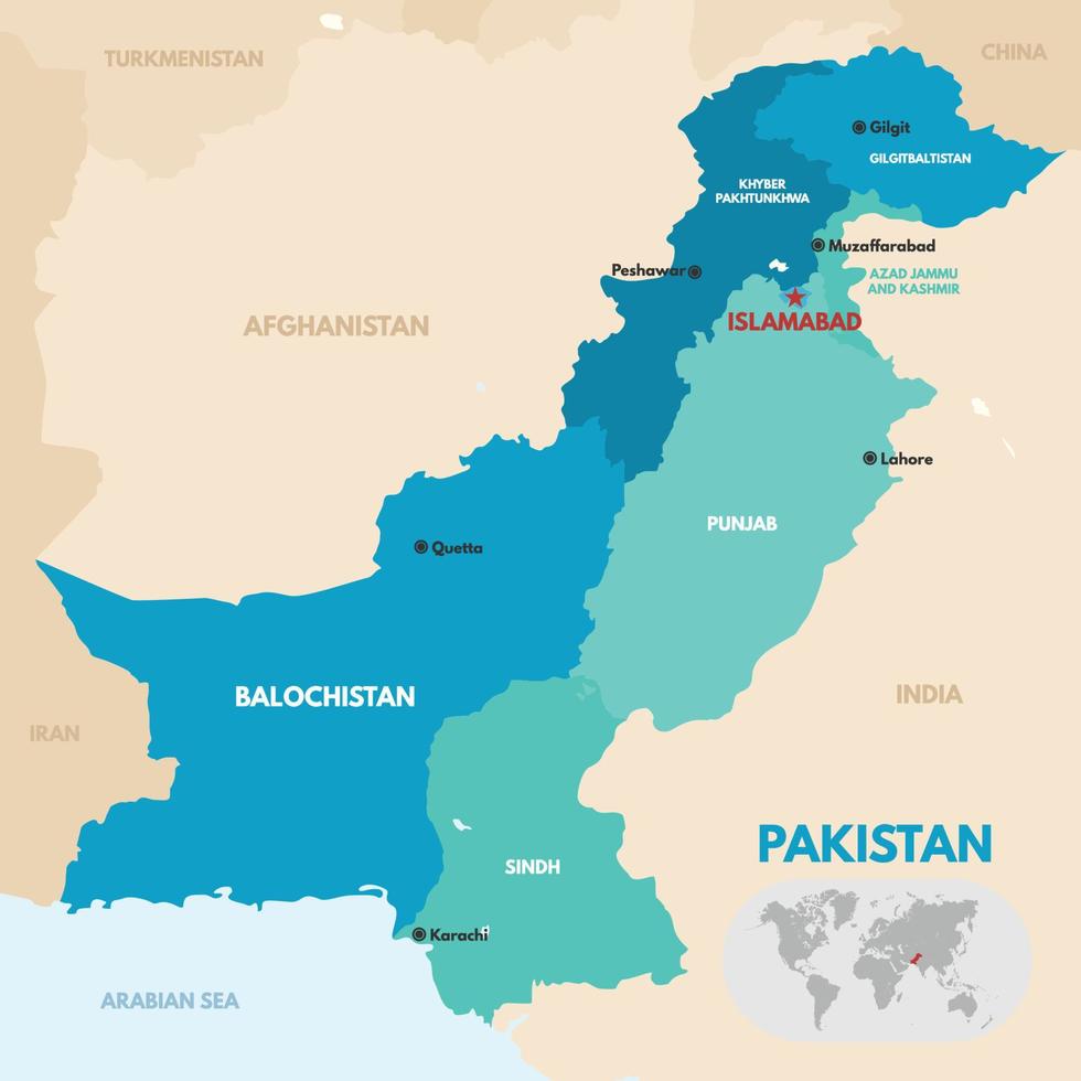 Pakistan nazione carta geografica vettore