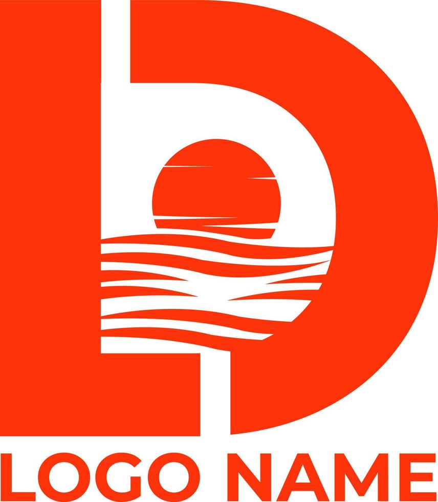 d, ld, dl, tramonto logo design vettore