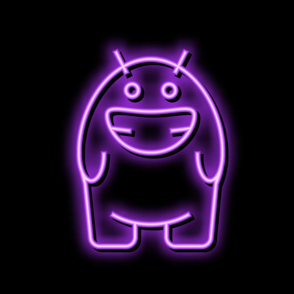 Sorridi mostro alieno neon splendore icona illustrazione vettore