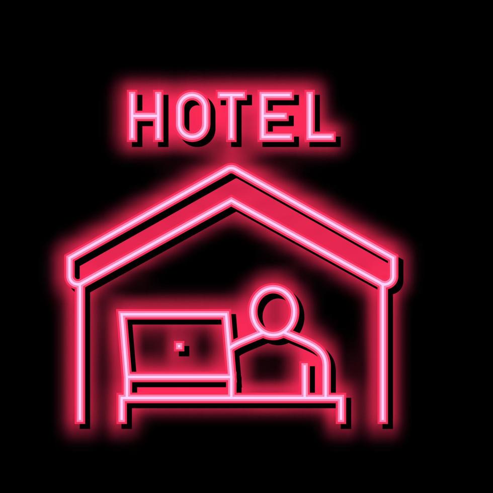 lavoro a distanza nell'illustrazione vettoriale dell'icona a colori dell'hotel