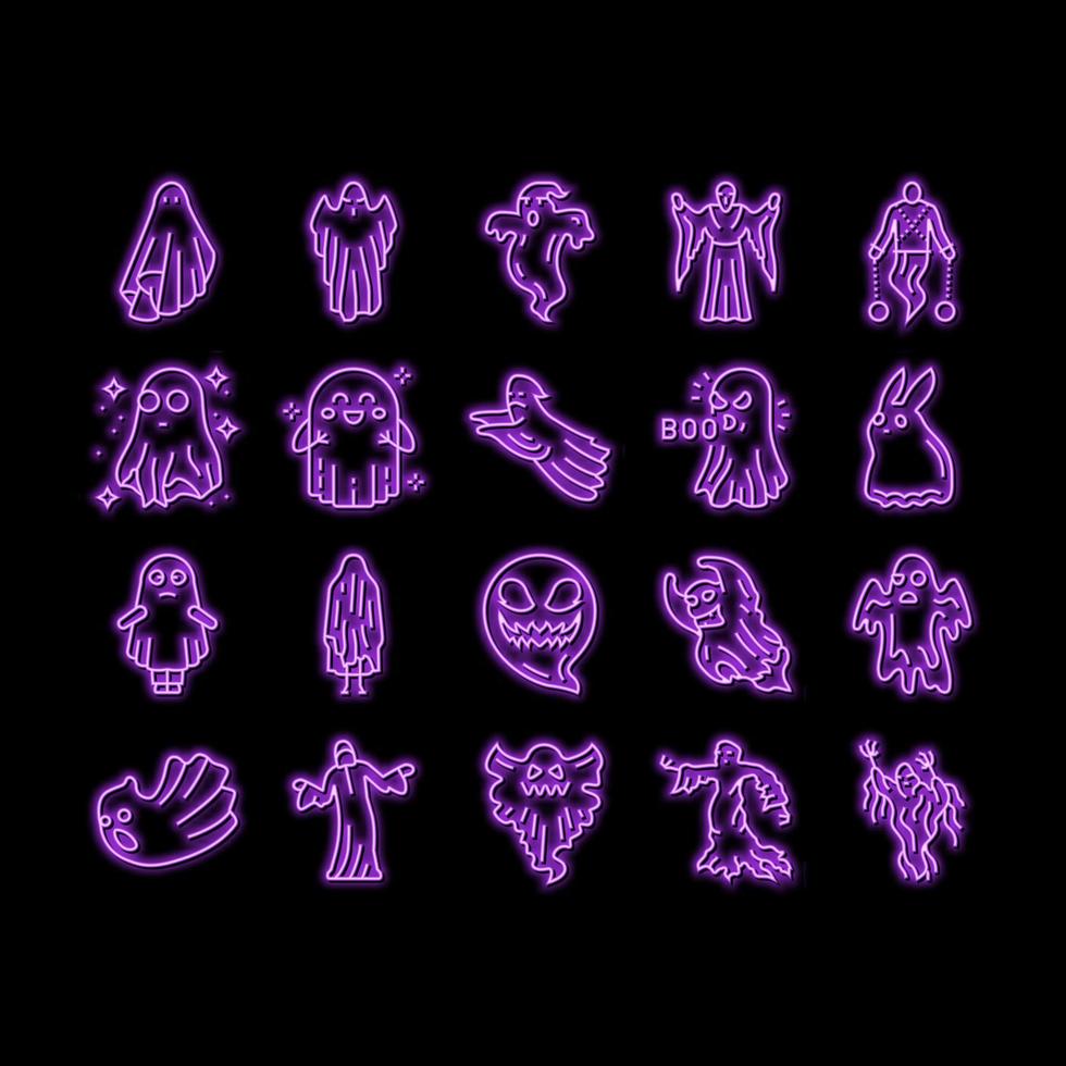 fantasma Halloween spaventoso pauroso carino neon splendore icona illustrazione vettore