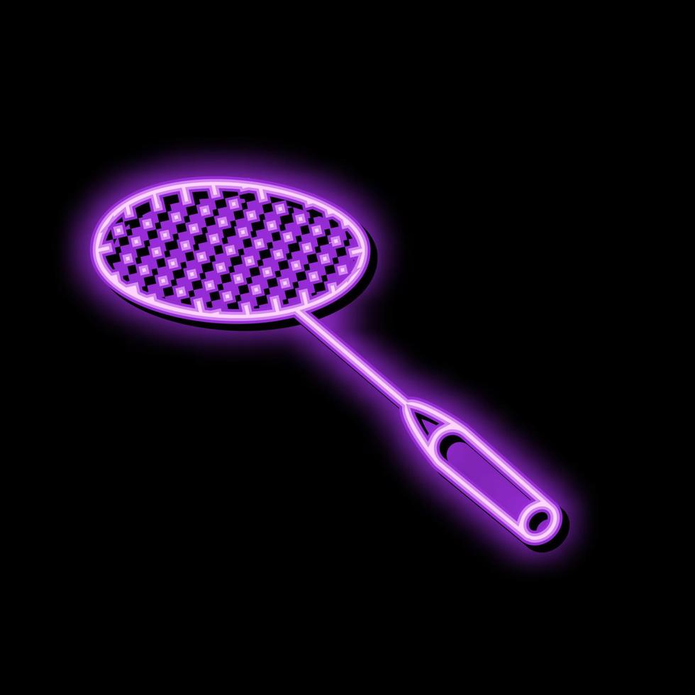racchetta professionale badminton neon splendore icona illustrazione vettore