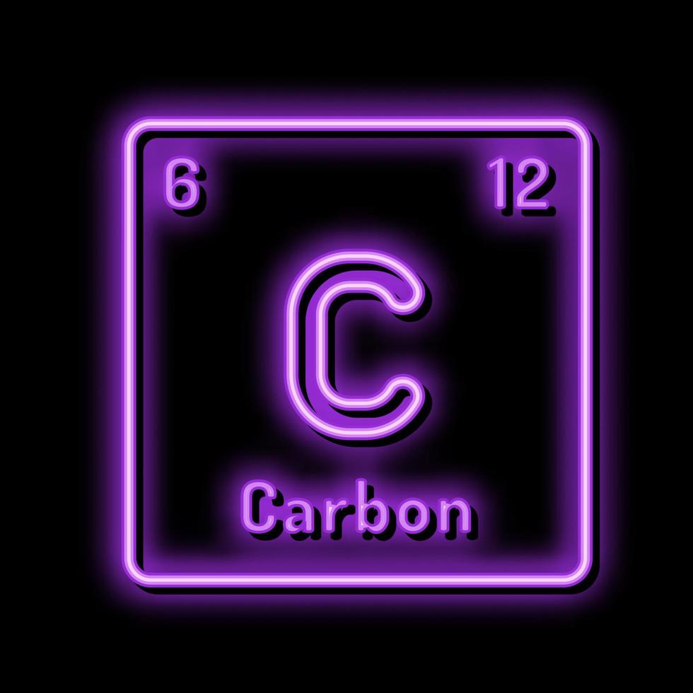 carbonio chimico elemento neon splendore icona illustrazione vettore