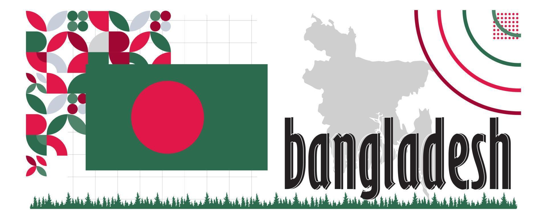 bangladesh nazionale giorno bandiera con bengalese bandiera colori tema sfondo e geometrico astratto vettore