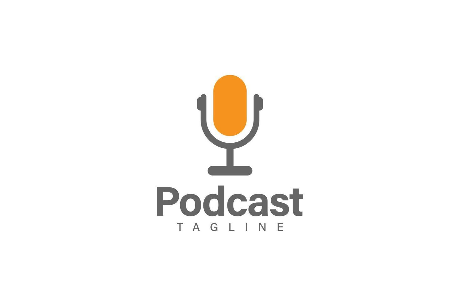 Podcast logo design vettore, microfono simbolo e cerchio concetto vettore