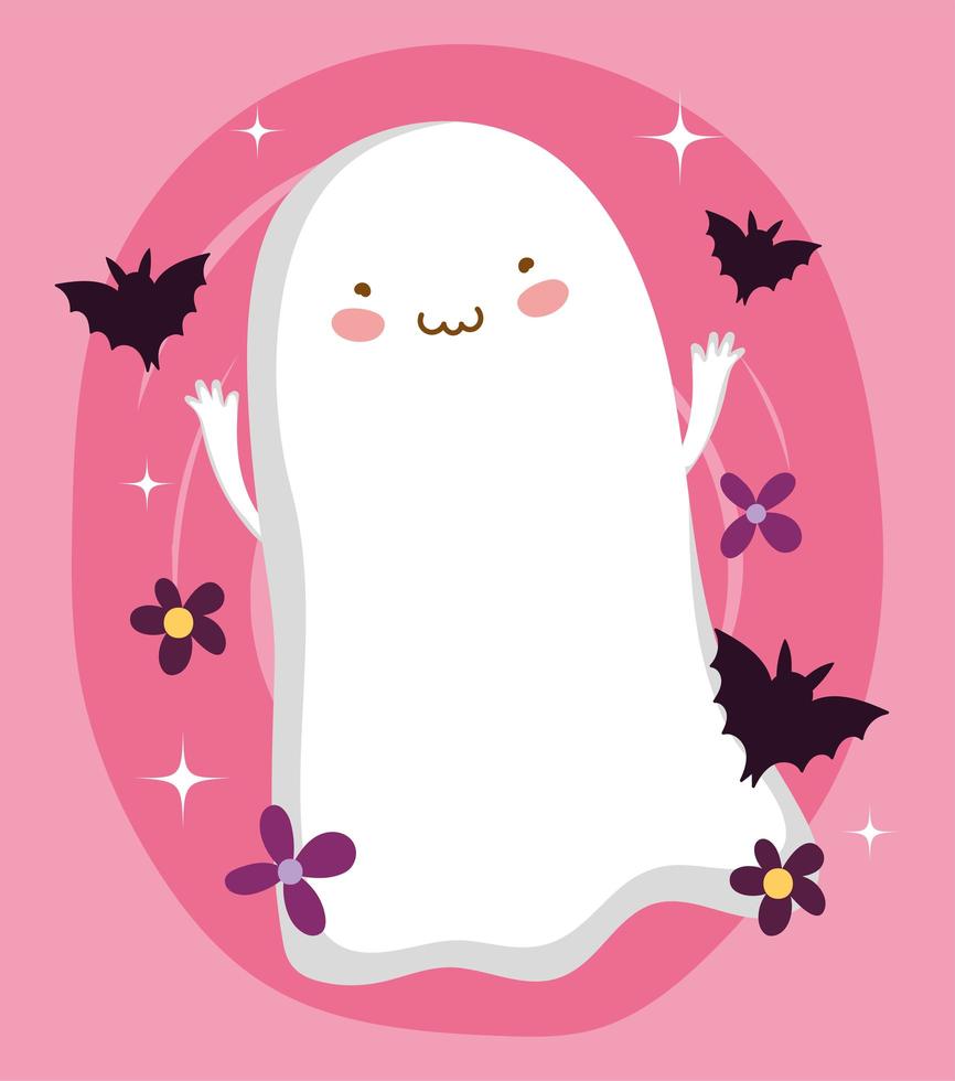 immagine di halloween felice con fantasma carino vettore
