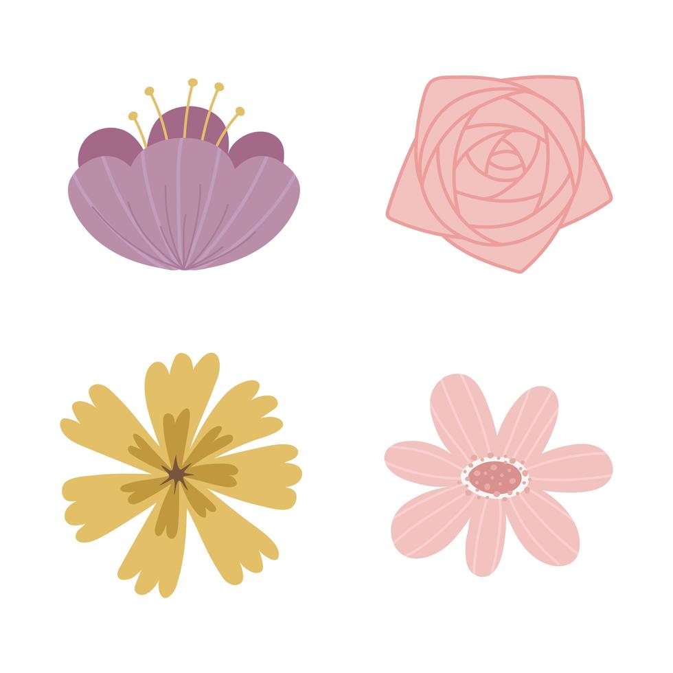 set di icone di fiori vettore