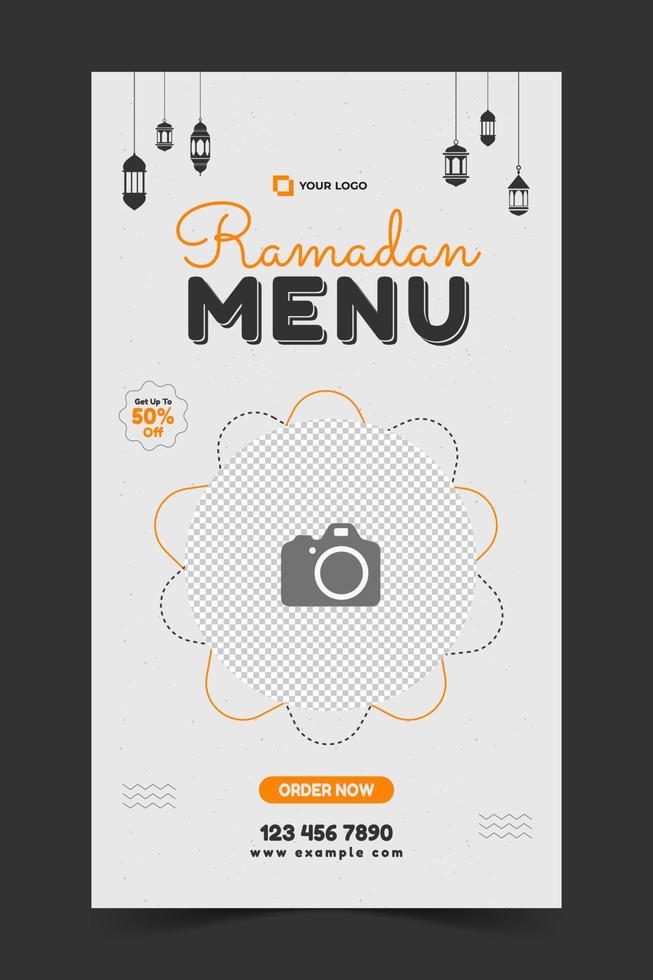 speciale Ramadan menù instagram storia modello, Ramadan instagram storia, bandiera per cibo Prodotto promozione vettore