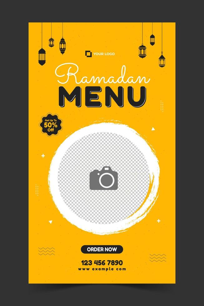 speciale Ramadan menù instagram storia modello, Ramadan instagram storia, bandiera per cibo Prodotto promozione vettore