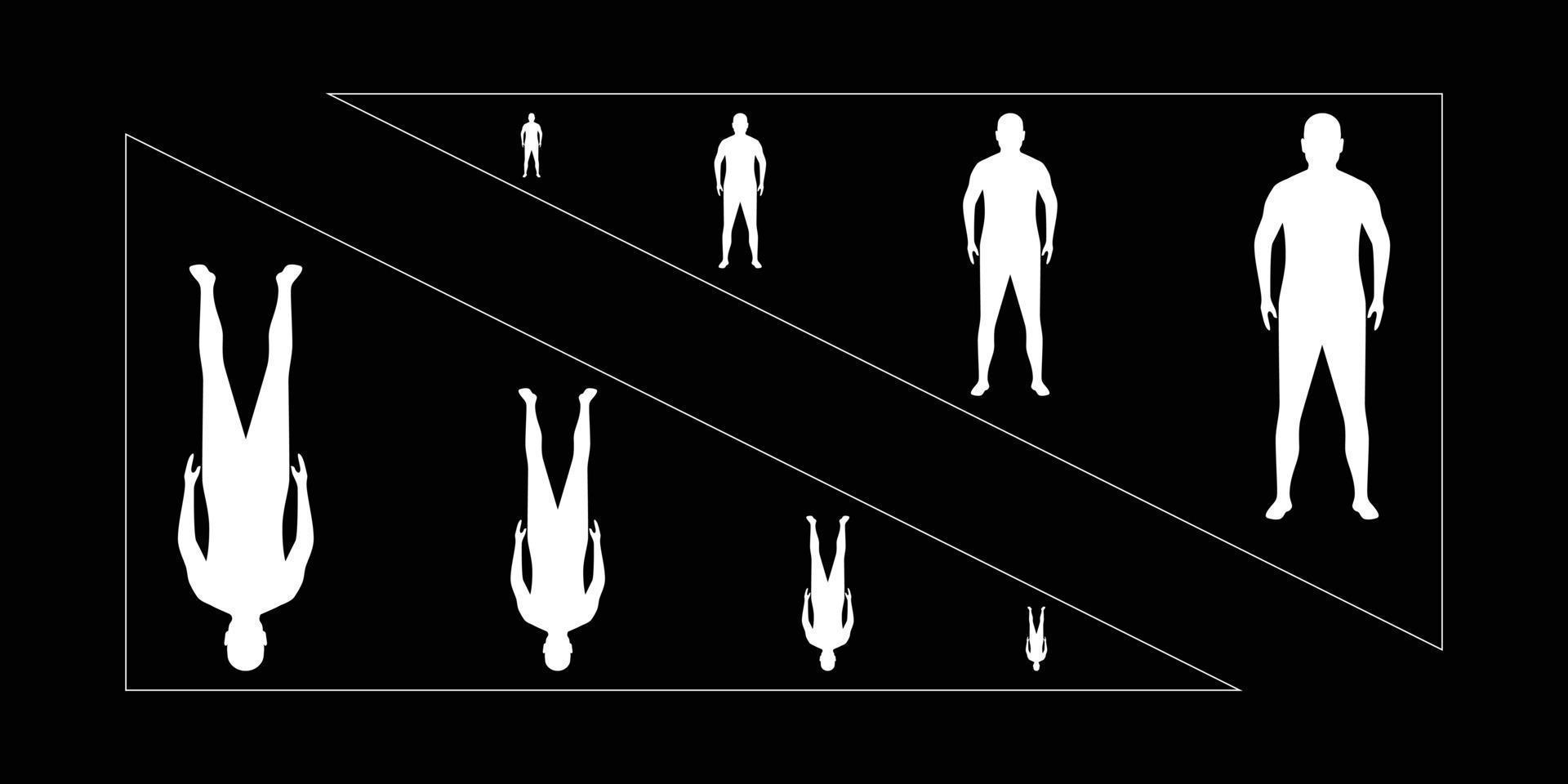 impostato di umano corpo silhouette nel retrò futuristico interfaccia vettore