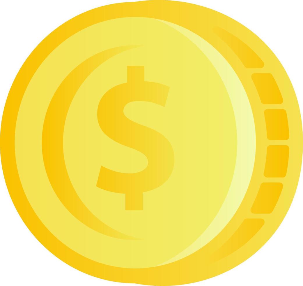 pendenza icona di un' moneta clip arte con brillante d'oro colore per design grafico. realistico vettore illustrazione per attività commerciale, finanza, ricchezza, mercato, negozio, pagamento o economia grafico risorsa