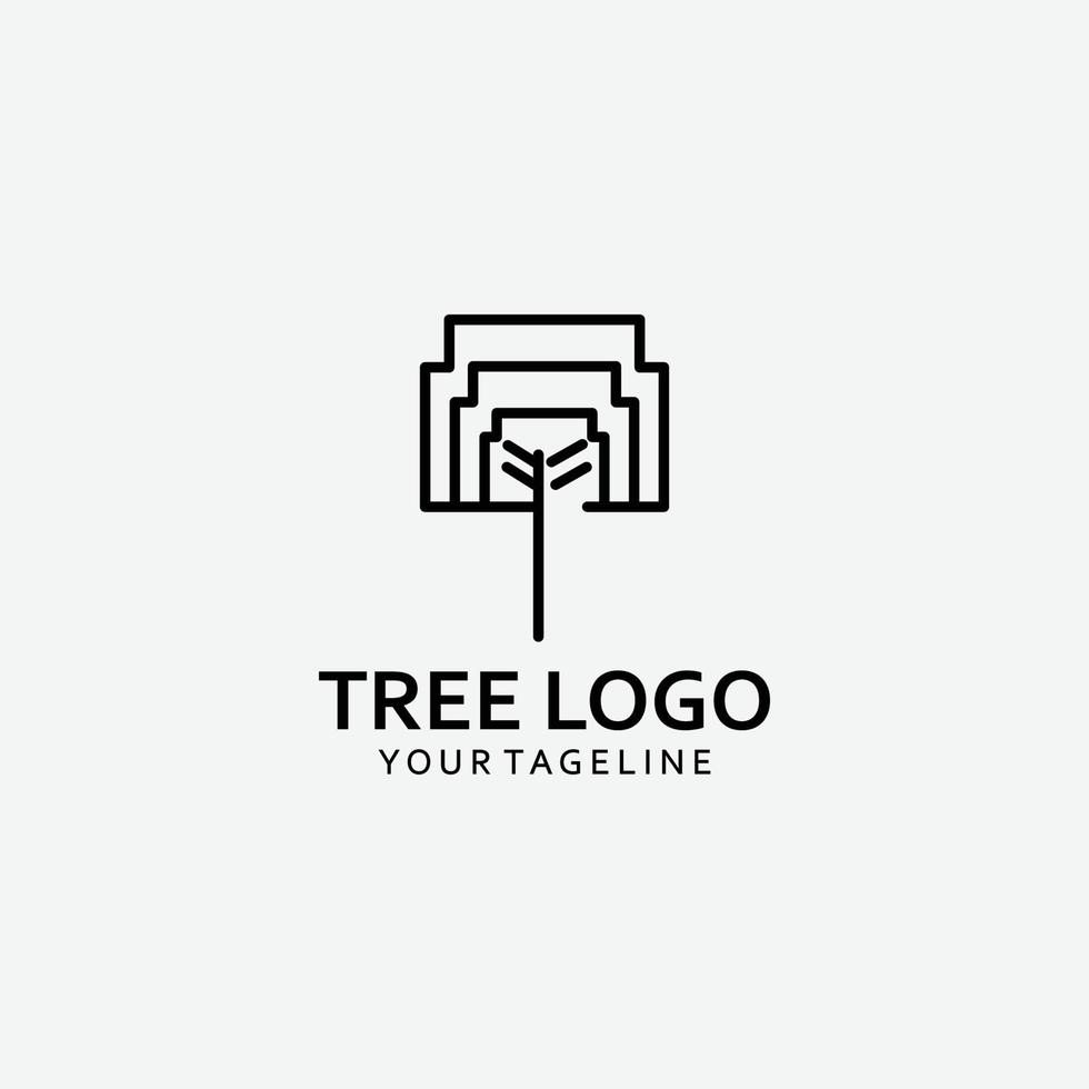 albero logo albero icona design piatto semplice linea arte vettore