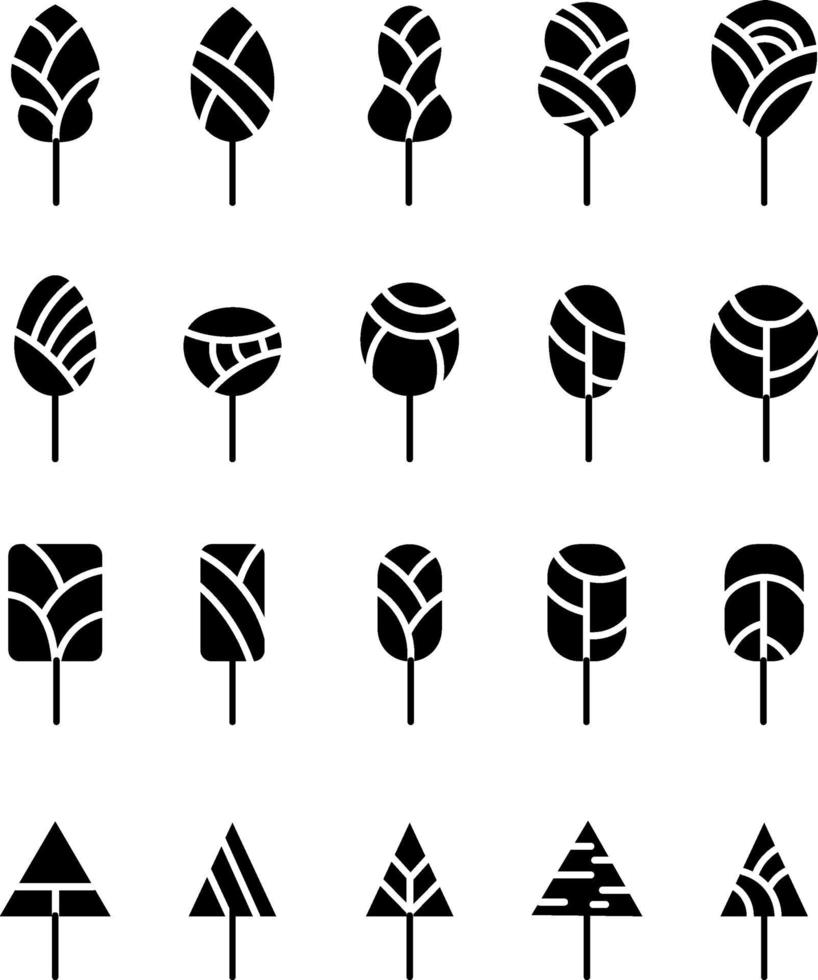 alberi neri in diverse forme, illustrazione, vettore su sfondo bianco impostato