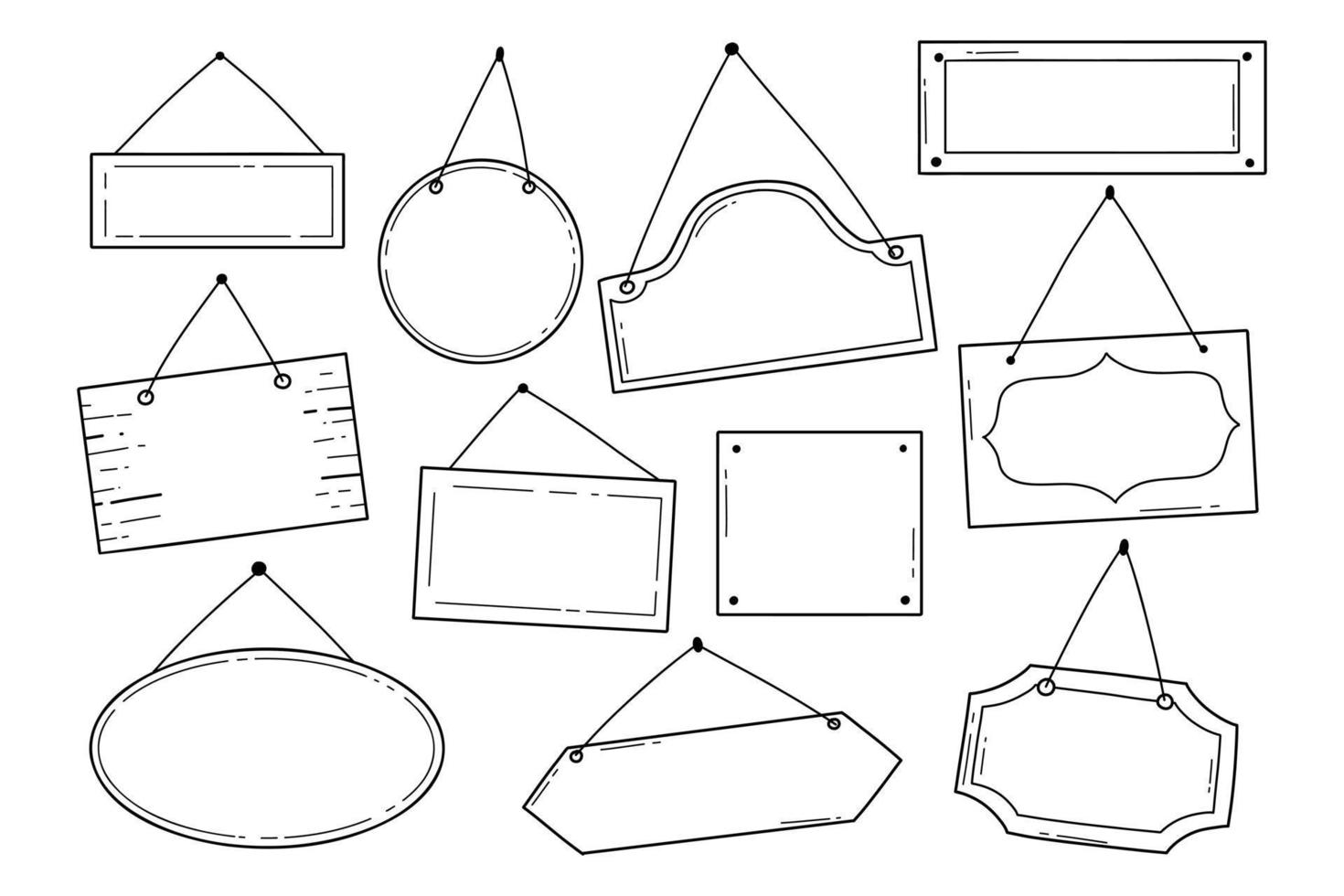 mano disegnato impostato di Aperto e chiuso porta cartello. scarabocchio schizzo stile. negozio porta o finestra Aperto etichetta. vettore illustrazione.