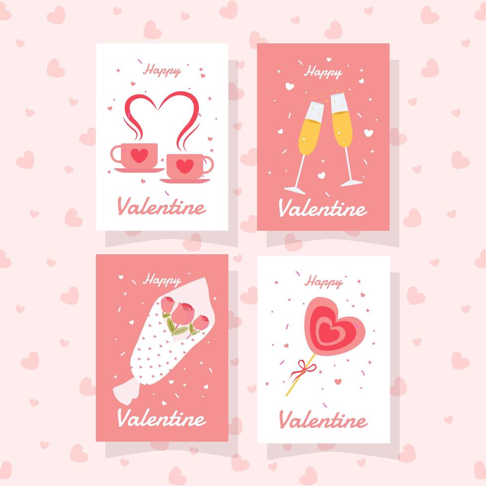 set di biglietti di auguri di San Valentino vettore