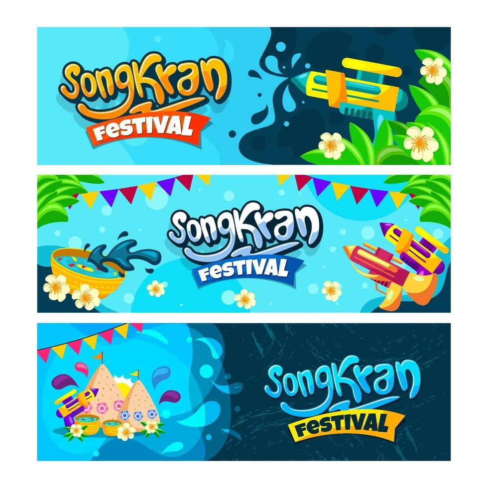 raccolta di banner del festival di songkran vettore