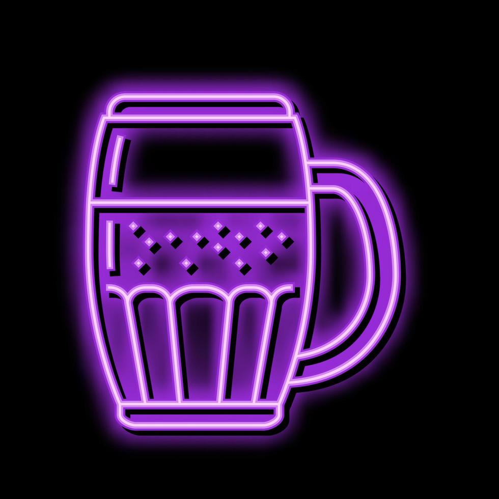 tazza birra bevanda neon splendore icona illustrazione vettore