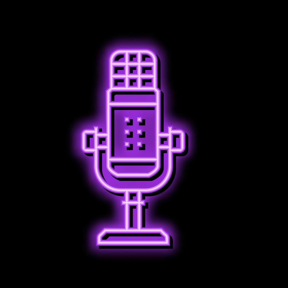 voce mic microfono neon splendore icona illustrazione vettore
