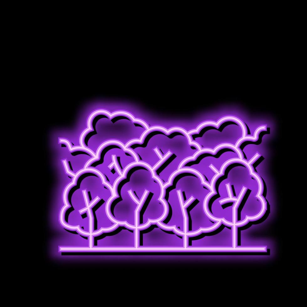 foresta legna legname neon splendore icona illustrazione vettore