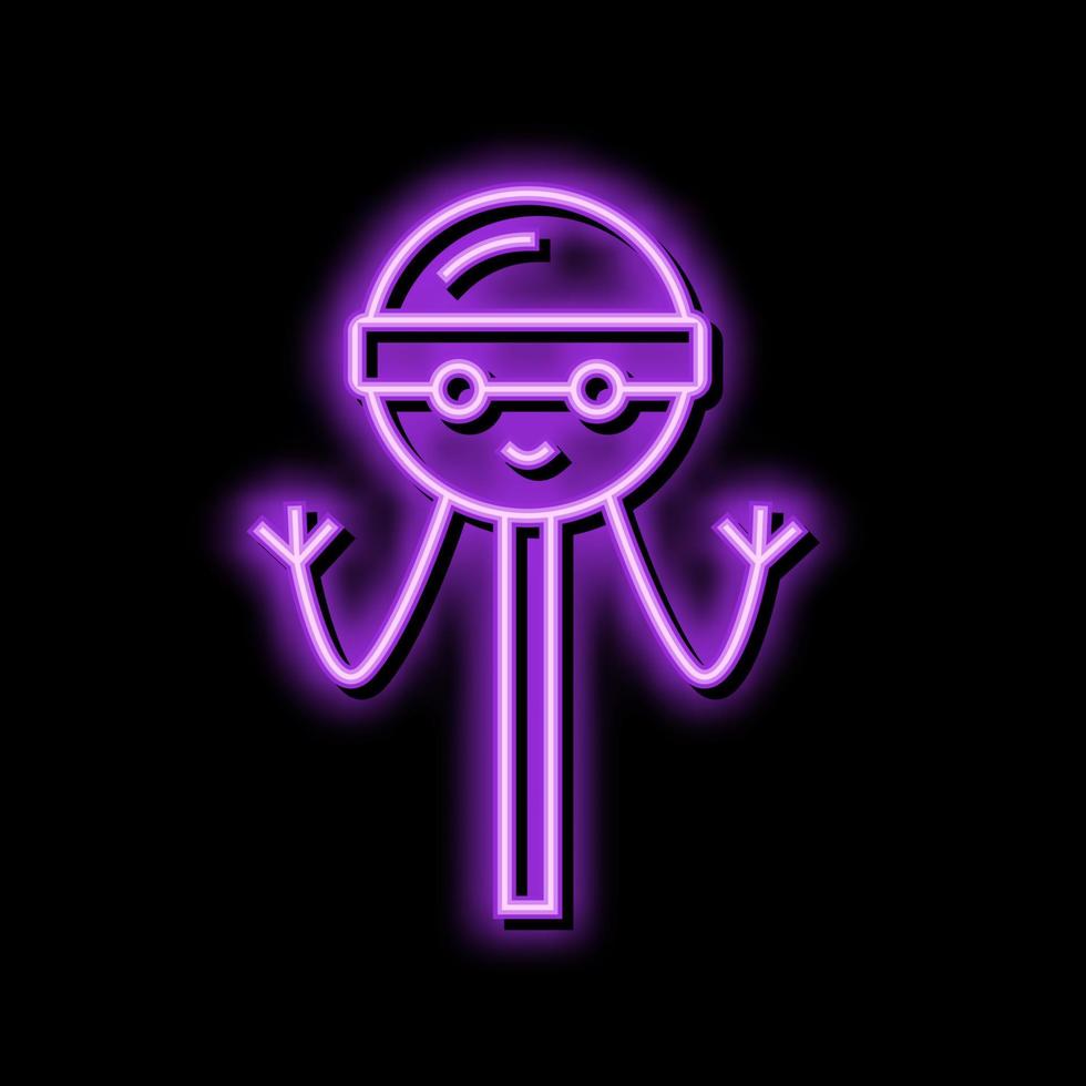 lollopop dolce personaggio neon splendore icona illustrazione vettore