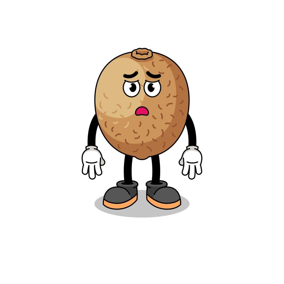 kiwi cartone animato illustrazione con triste viso vettore
