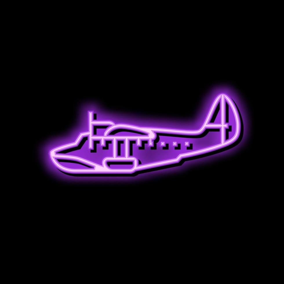 idrovolante aereo aereo neon splendore icona illustrazione vettore