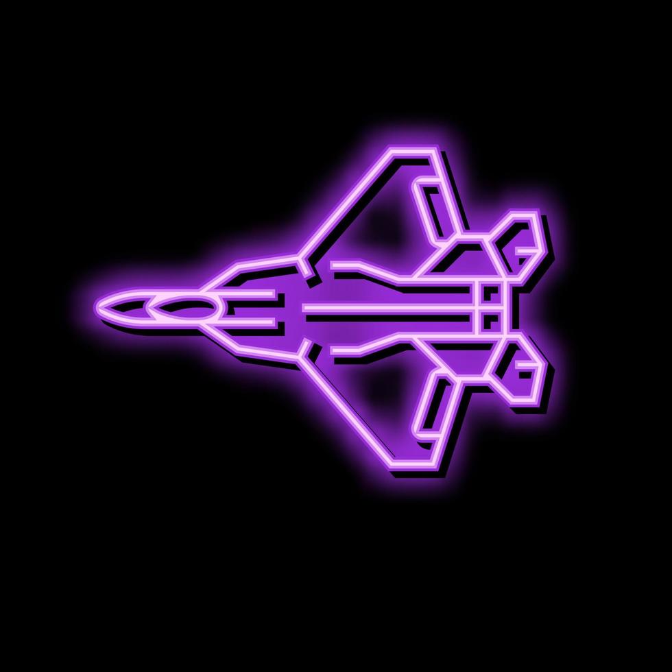 combattente Jet aereo aereo neon splendore icona illustrazione vettore