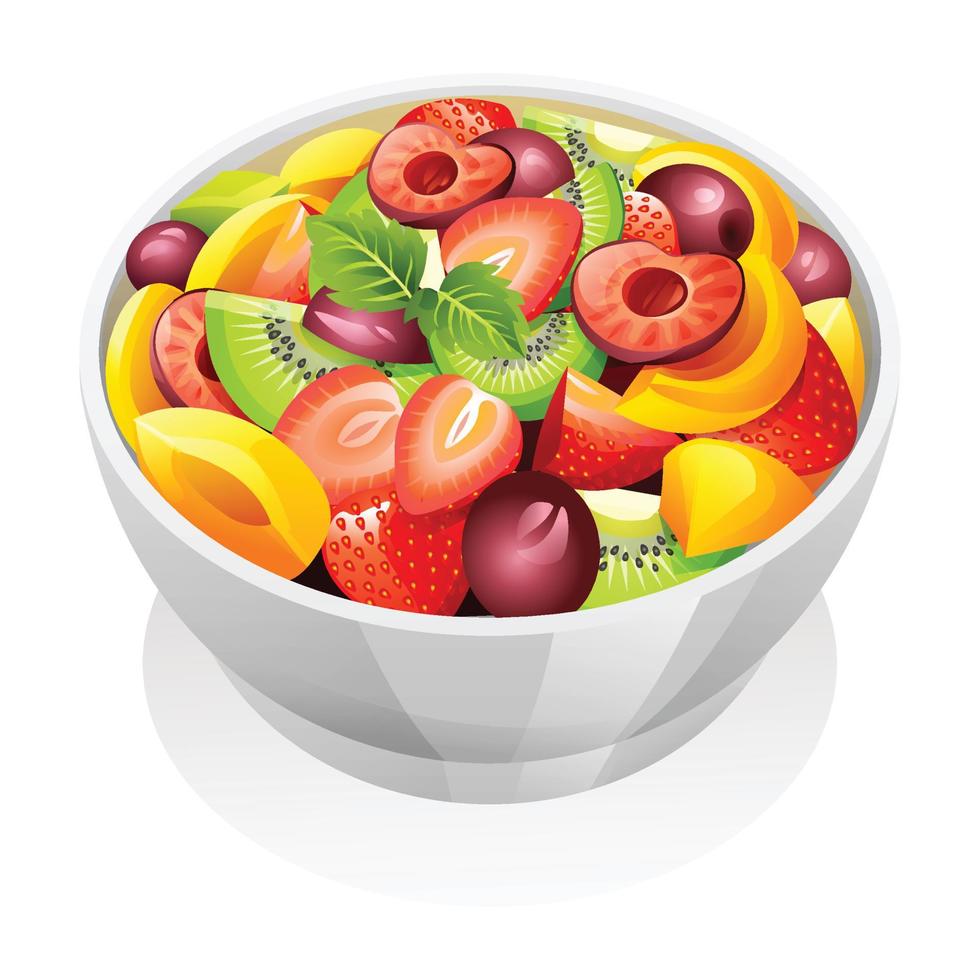 salutare fresco frutta insalata nel un' ciotola vettore illustrazione