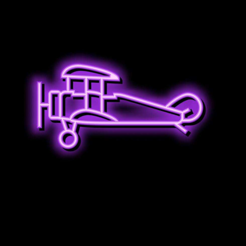 biplano aereo aereo neon splendore icona illustrazione vettore