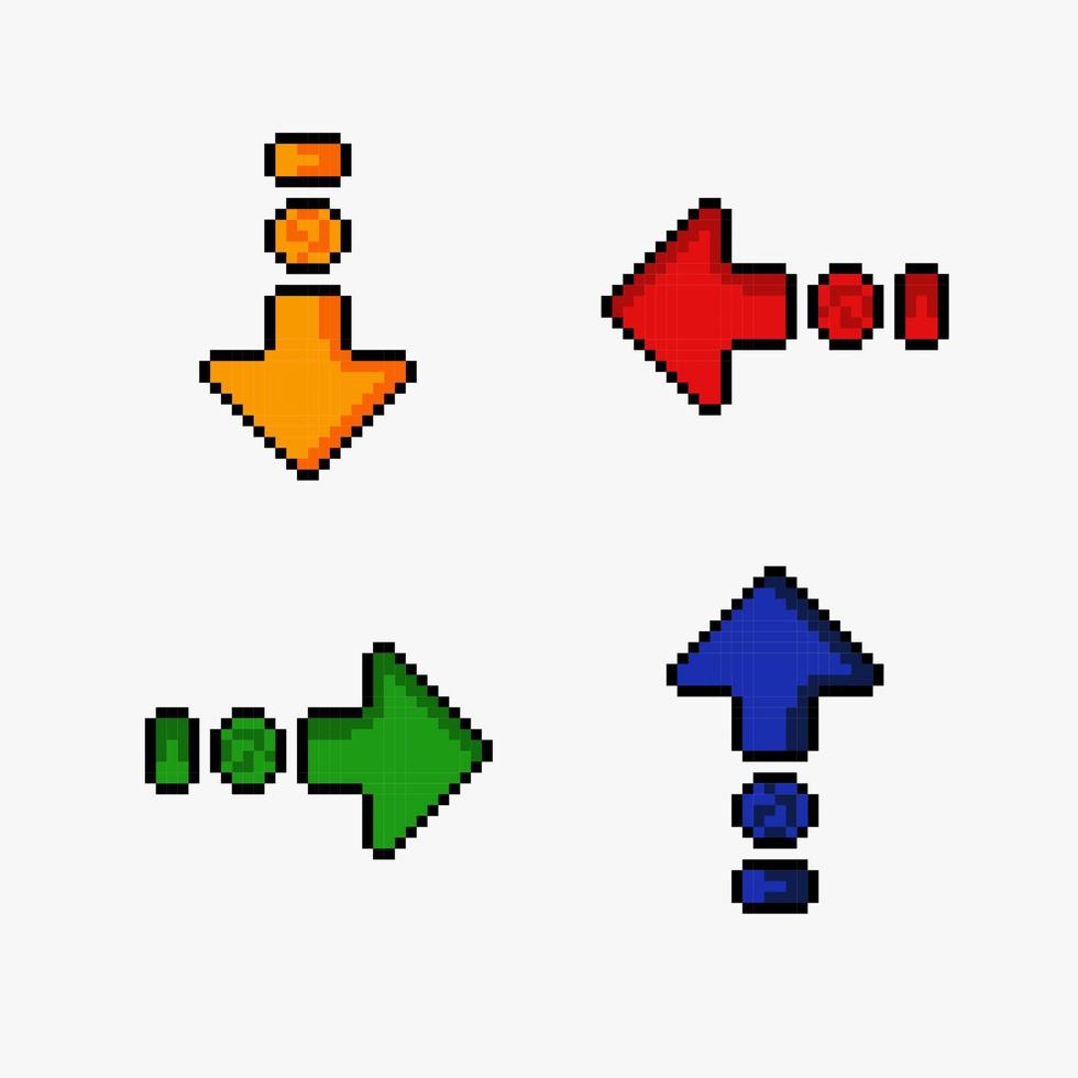 freccia impostato con diverso colore nel pixel arte stile vettore