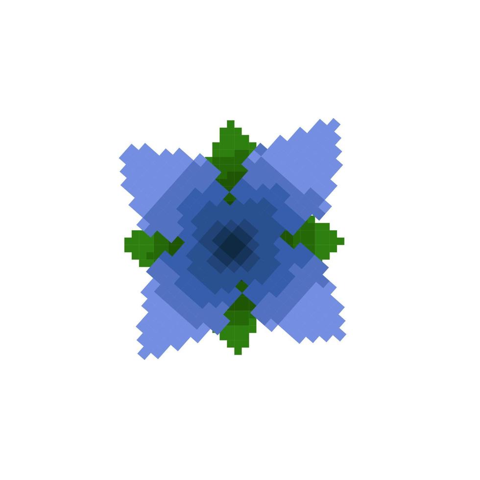 blu fiore nel pixel arte stile vettore