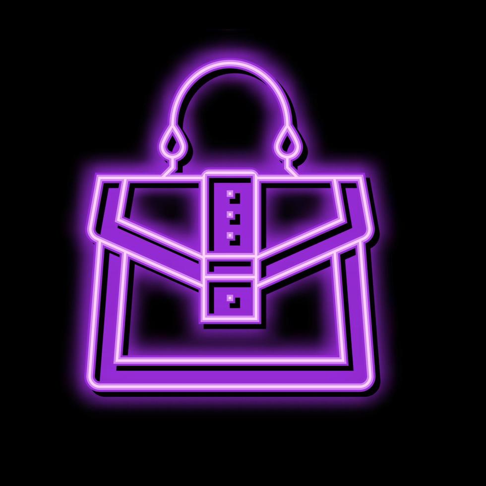 borsetta donna Borsa neon splendore icona illustrazione vettore